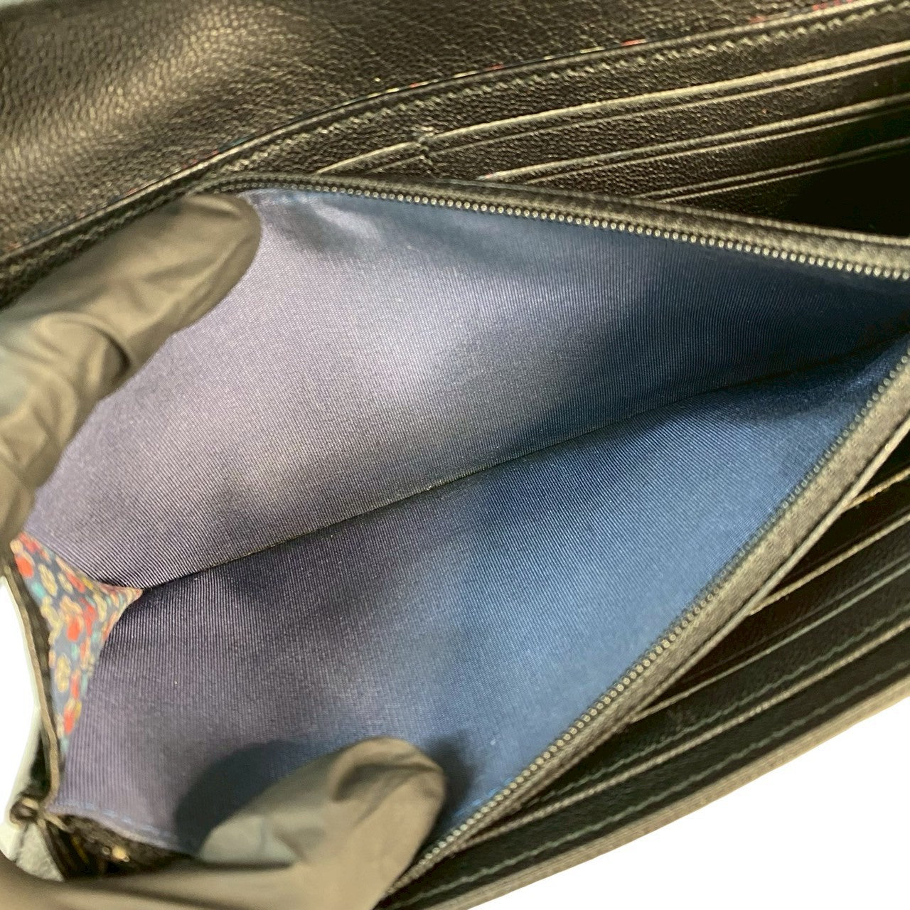 CHANEL Long Wallet Purse leather black