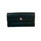 CHANEL Long Wallet Purse leather black