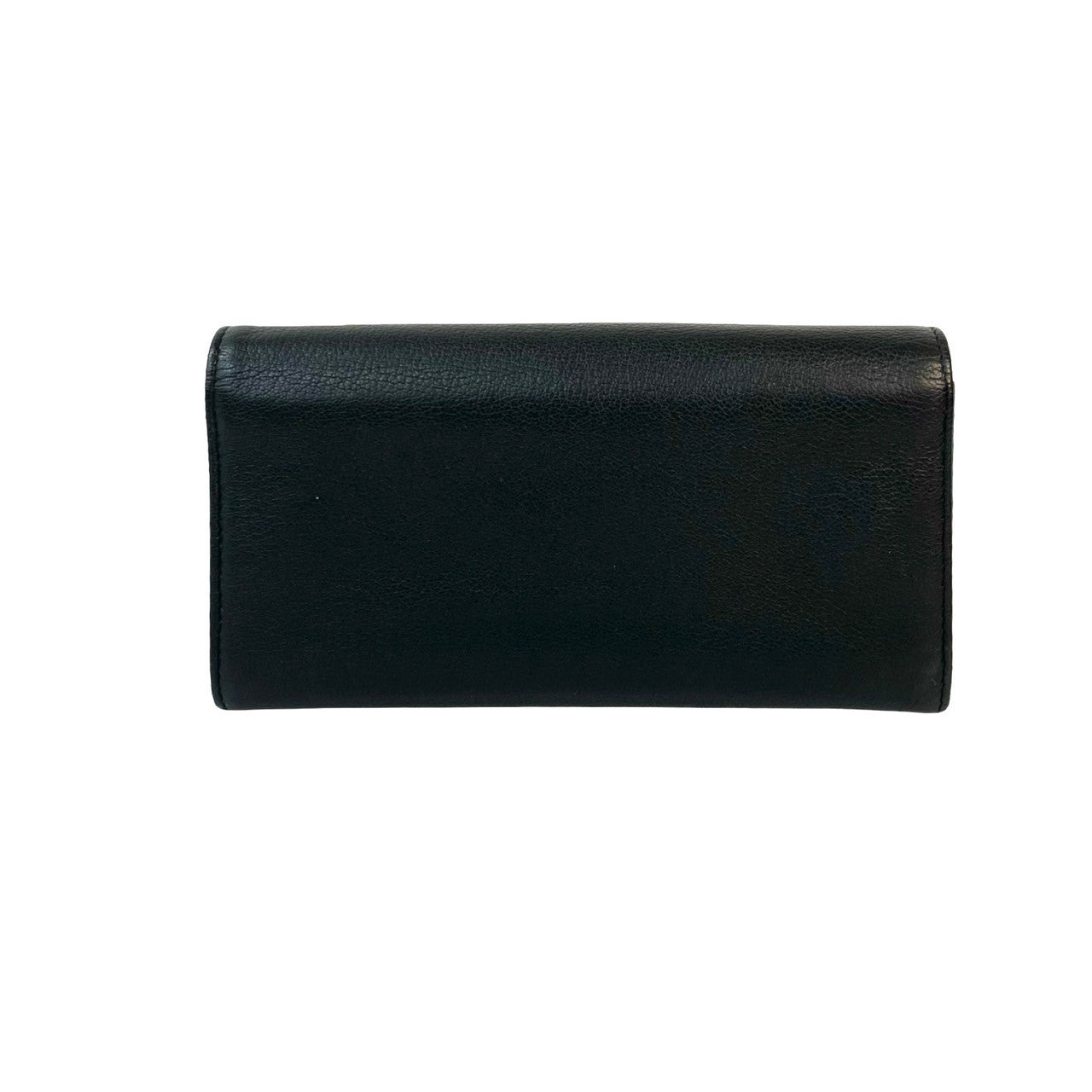 CHANEL Long Wallet Purse leather black