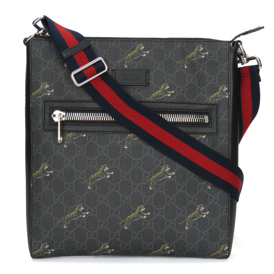 GUCCI Shoulder Bag 474137 GG Supreme Canvas black mens Used Authentic