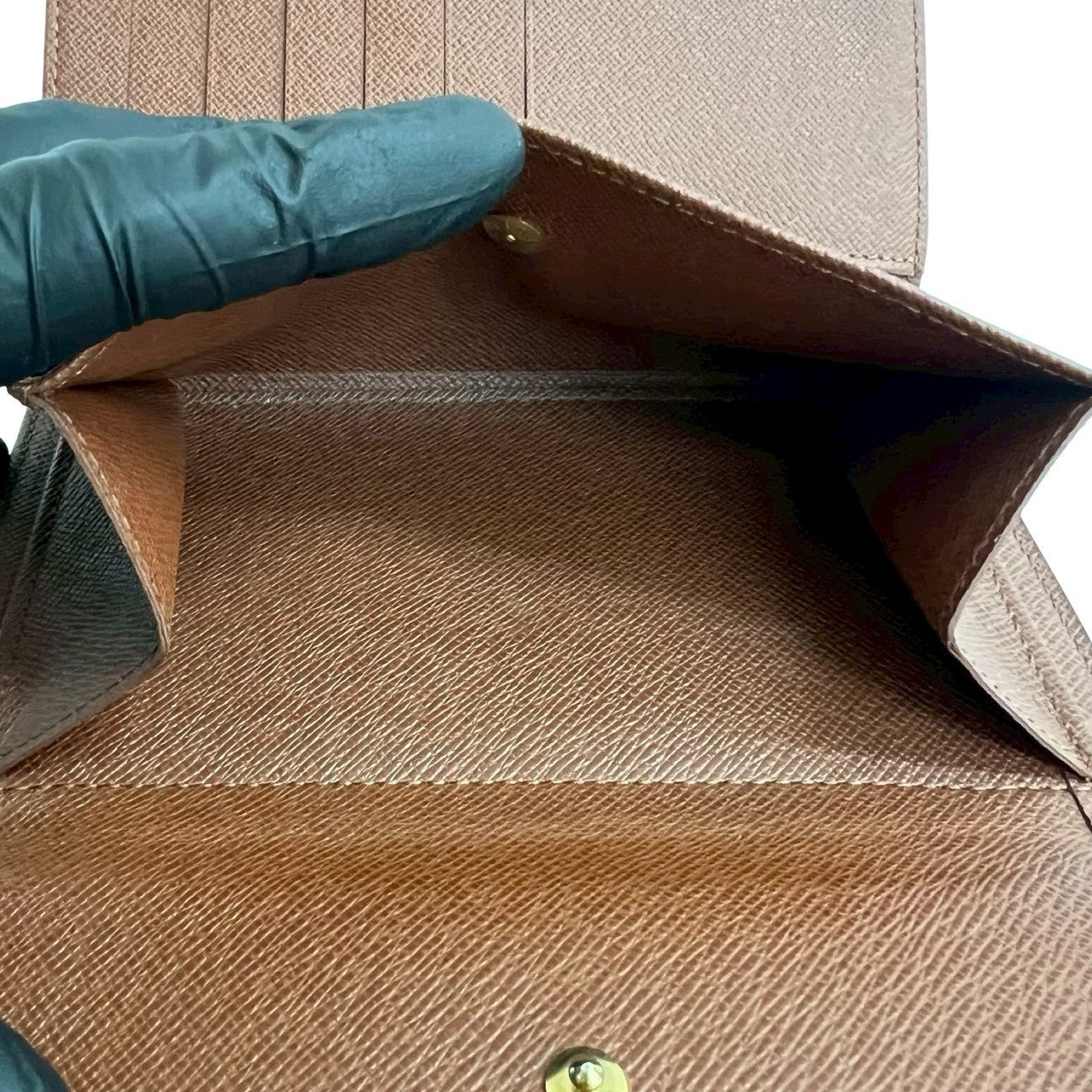 LOUIS VUITTON Bifold Wallet leather Brown Monogram Porte Tresor Etui Papier