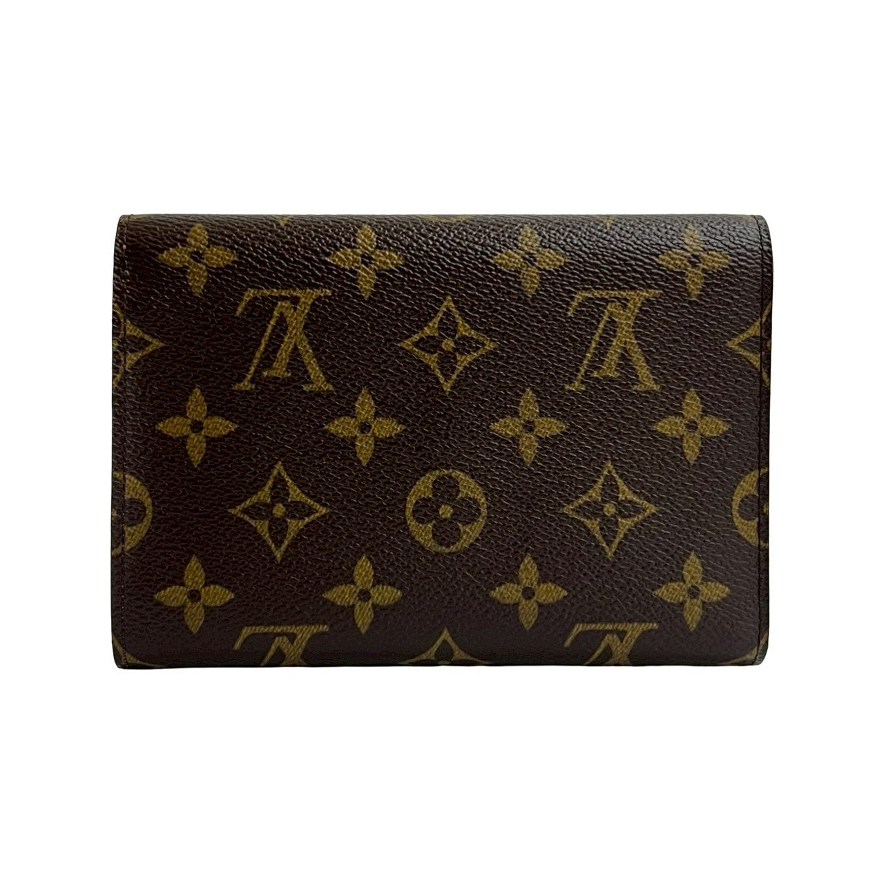 LOUIS VUITTON Bifold Wallet leather Brown Monogram Porte Tresor Etui Papier