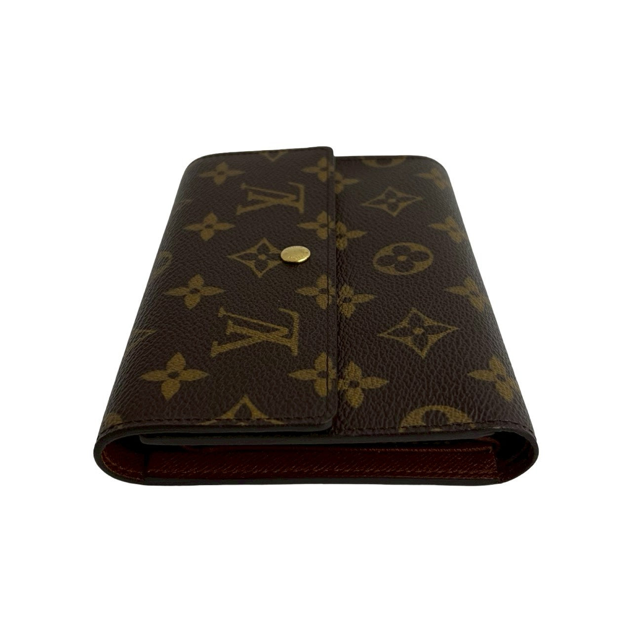 LOUIS VUITTON Bifold Wallet leather Brown Monogram Porte Tresor Etui Papier