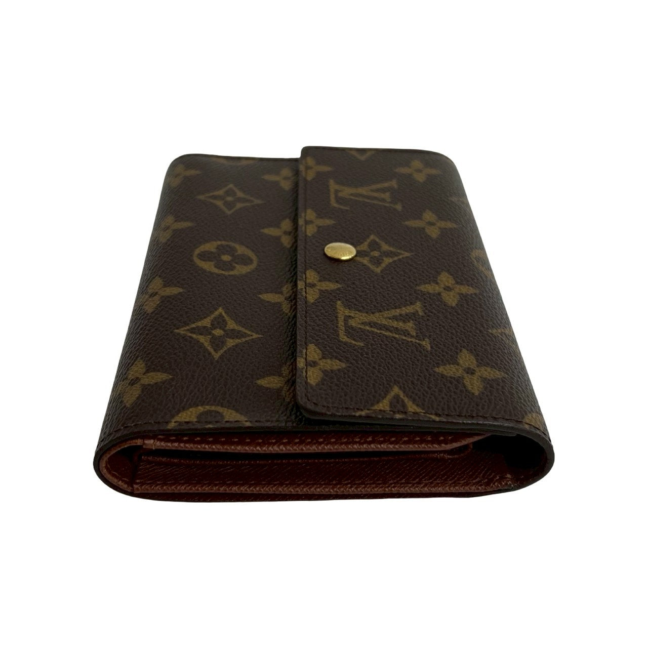 LOUIS VUITTON Bifold Wallet leather Brown Monogram Porte Tresor Etui Papier
