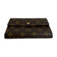 LOUIS VUITTON Bifold Wallet leather Brown Monogram Porte Tresor Etui Papier