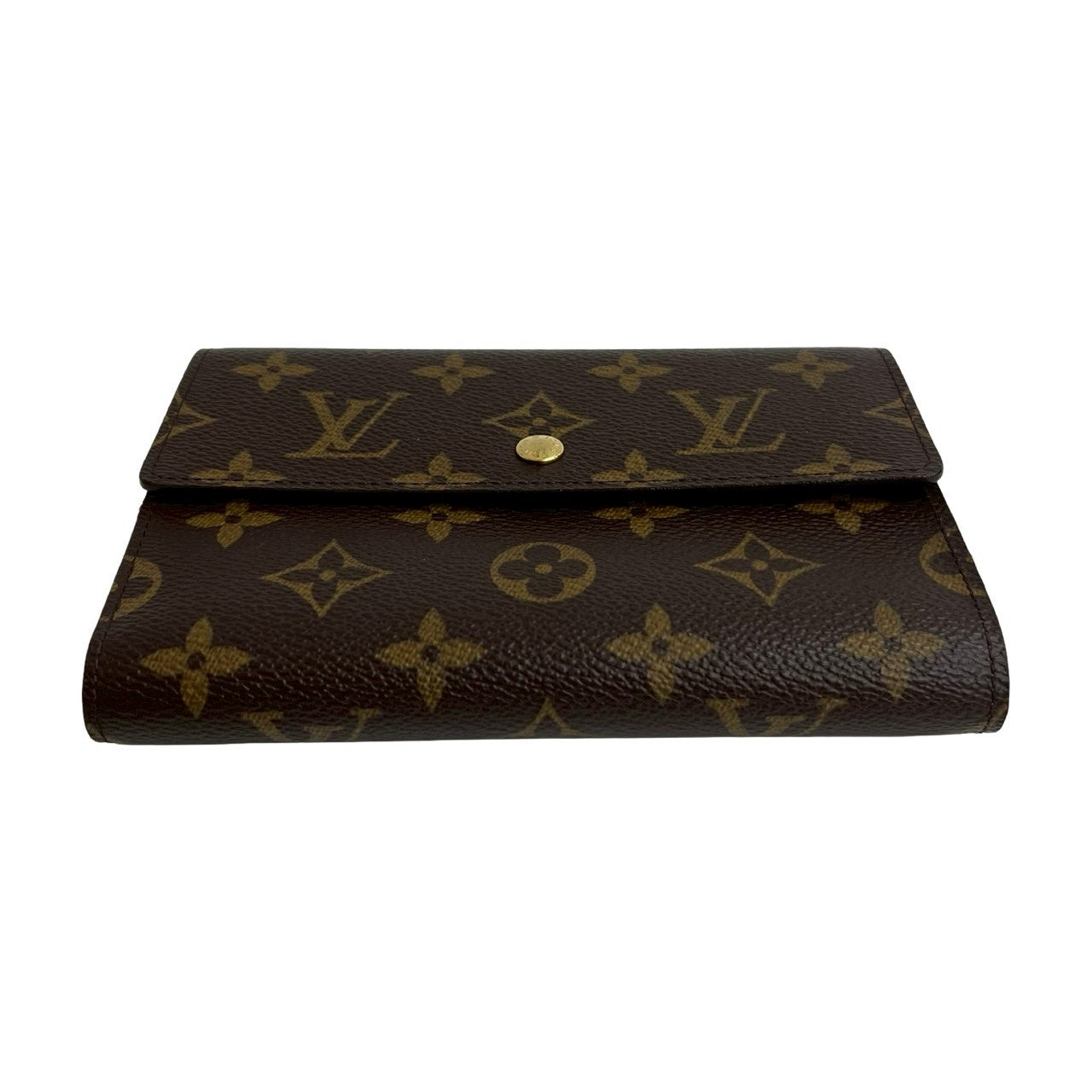 LOUIS VUITTON Bifold Wallet leather Brown Monogram Porte Tresor Etui Papier