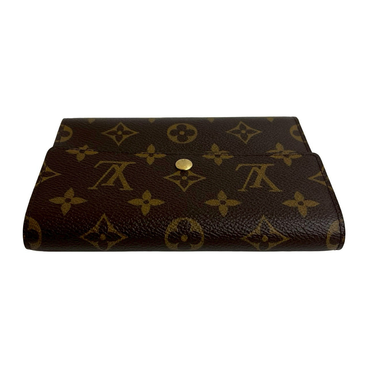 LOUIS VUITTON Bifold Wallet leather Brown Monogram Porte Tresor Etui Papier