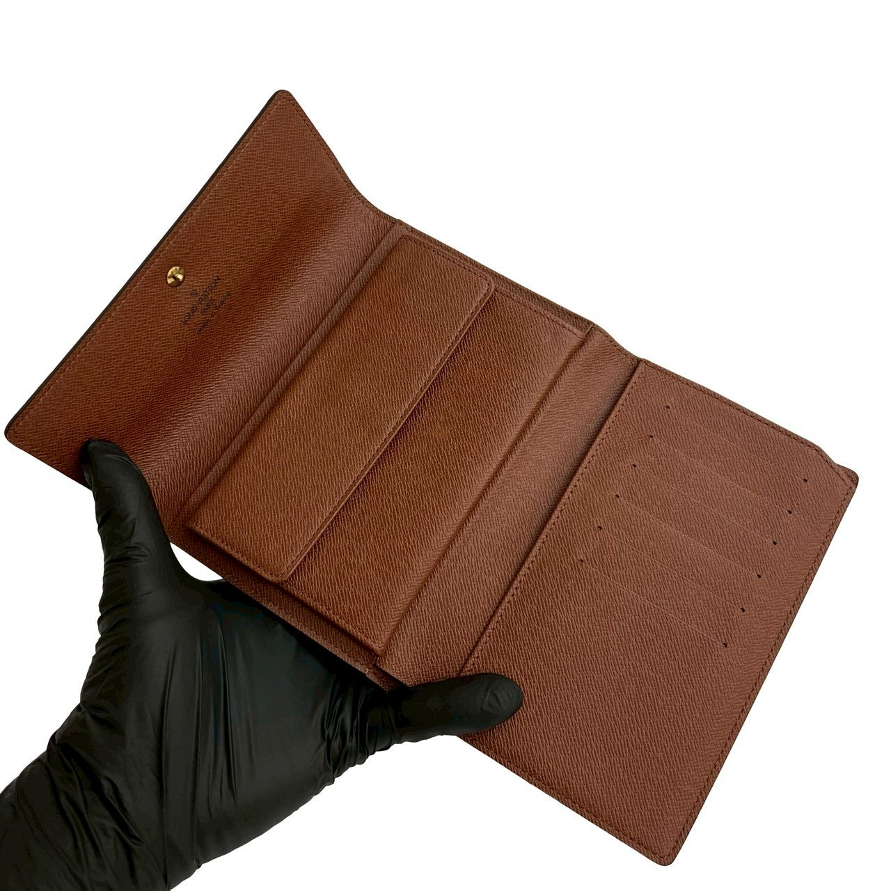 LOUIS VUITTON Bifold Wallet leather Brown Monogram Porte Tresor Etui Papier