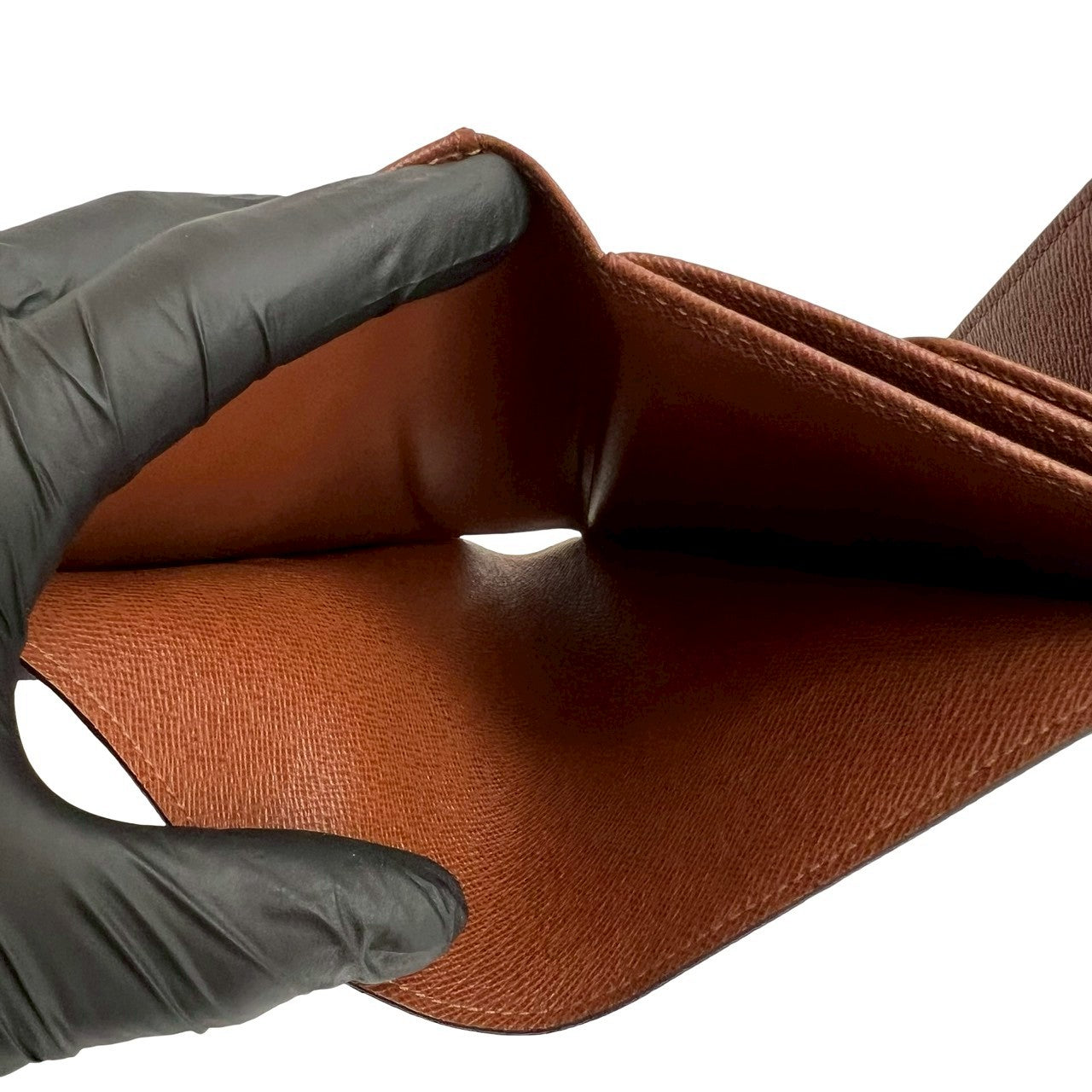 LOUIS VUITTON Bifold Wallet leather Brown Monogram Porte Tresor Etui Papier