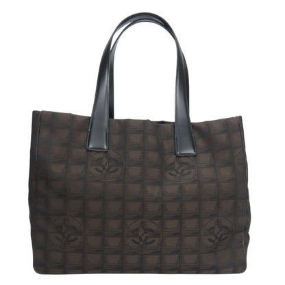 CHANEL Tote Bag Jacquard nylon Marron New travel line MM Women Used Authentic