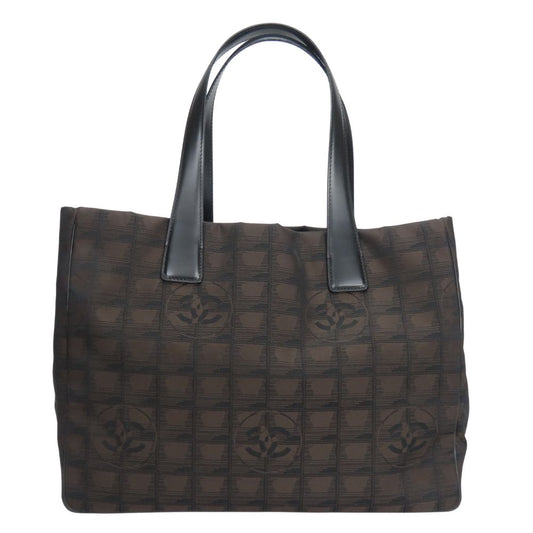 CHANEL Tote Bag Jacquard nylon Marron New travel line MM Women Used Authentic