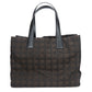 CHANEL Tote Bag Jacquard nylon Marron New travel line MM Women Used Authentic