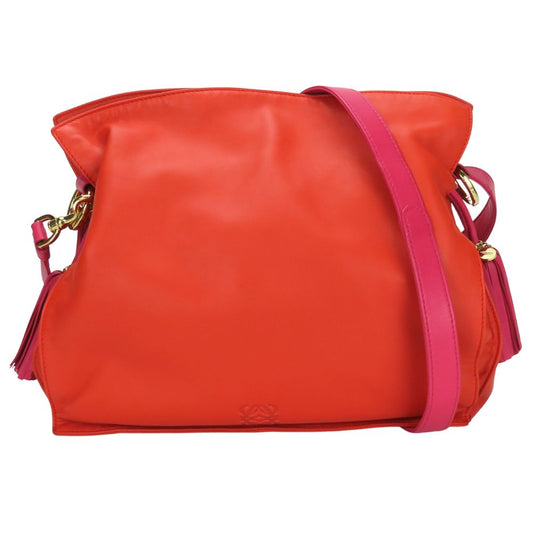 LOEWE Shoulder Bag Nappa leather Orange flamenco Women Used Authentic
