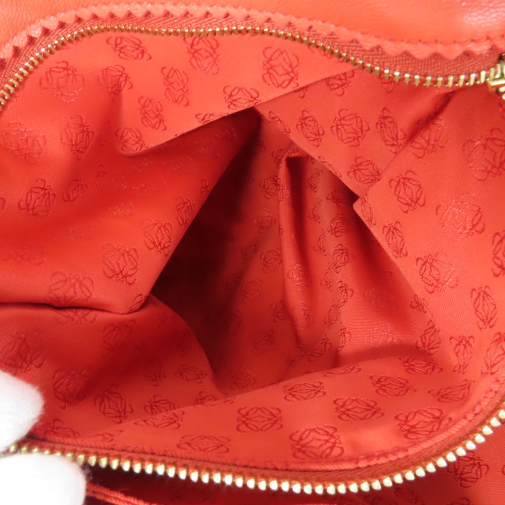 LOEWE Shoulder Bag Nappa leather Orange flamenco Women Used Authentic