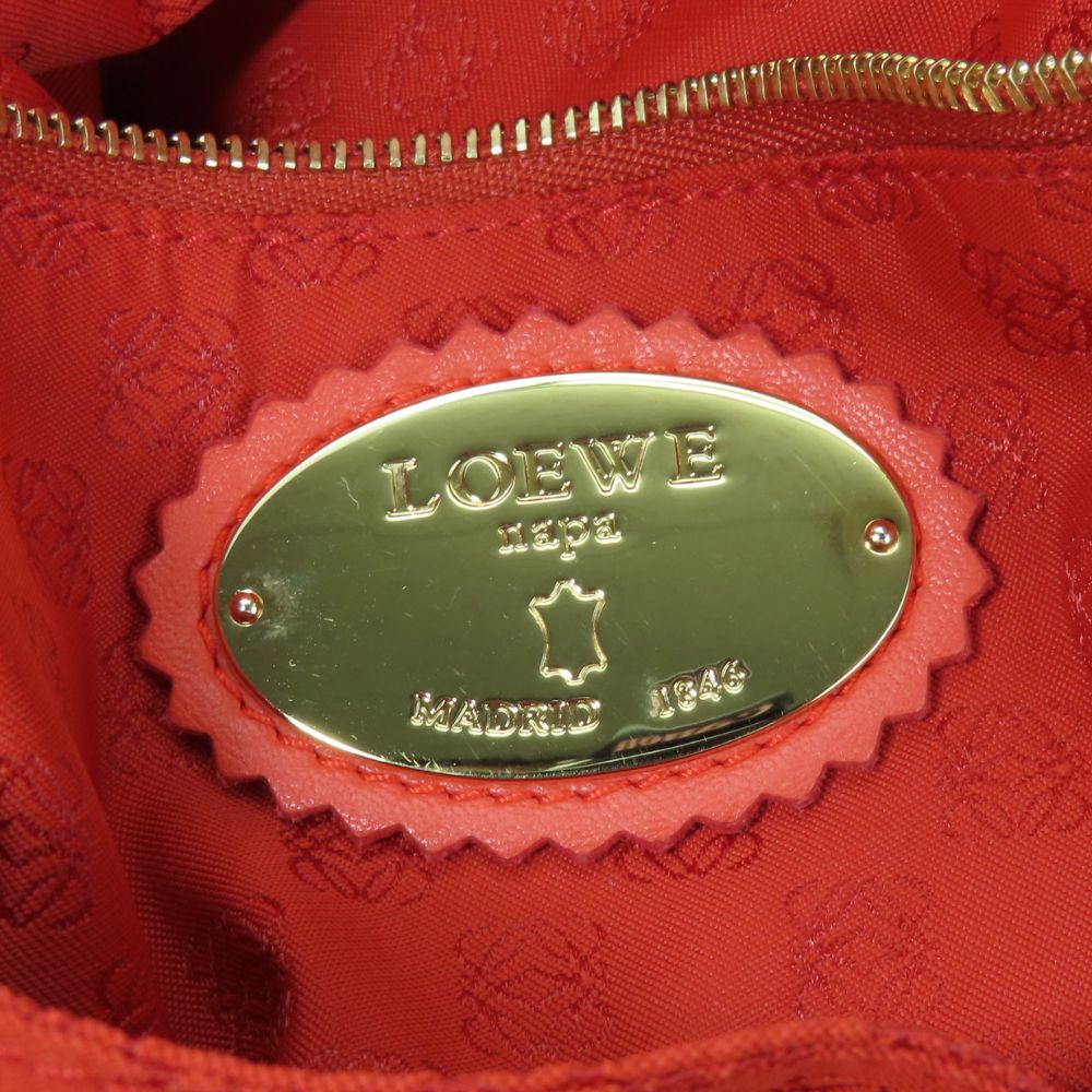 LOEWE Shoulder Bag Nappa leather Orange flamenco Women Used Authentic