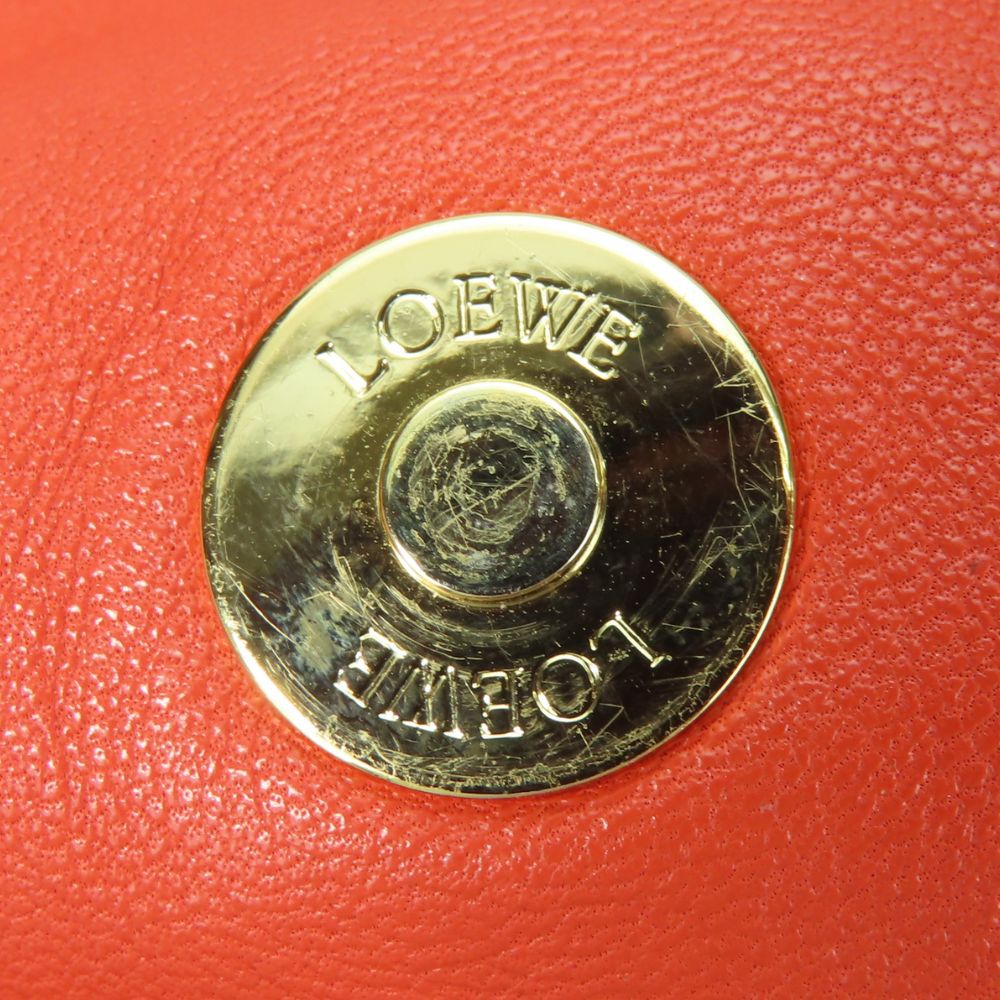 LOEWE Shoulder Bag Nappa leather Orange flamenco Women Used Authentic