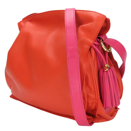 LOEWE Shoulder Bag Nappa leather Orange flamenco Women Used Authentic