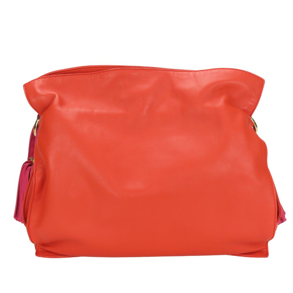 LOEWE Shoulder Bag Nappa leather Orange flamenco Women Used Authentic