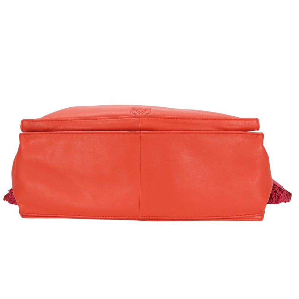 LOEWE Shoulder Bag Nappa leather Orange flamenco Women Used Authentic