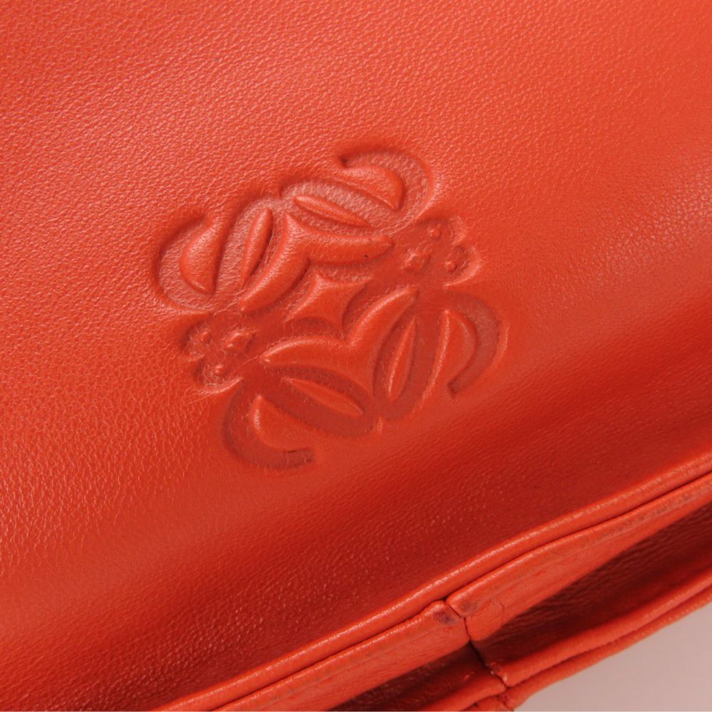 LOEWE Shoulder Bag Nappa leather Orange flamenco Women Used Authentic