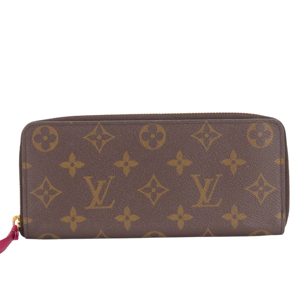 LOUIS VUITTON Long Wallet Purse M60742 Monogram Fuchsia Portefeuille Clemence