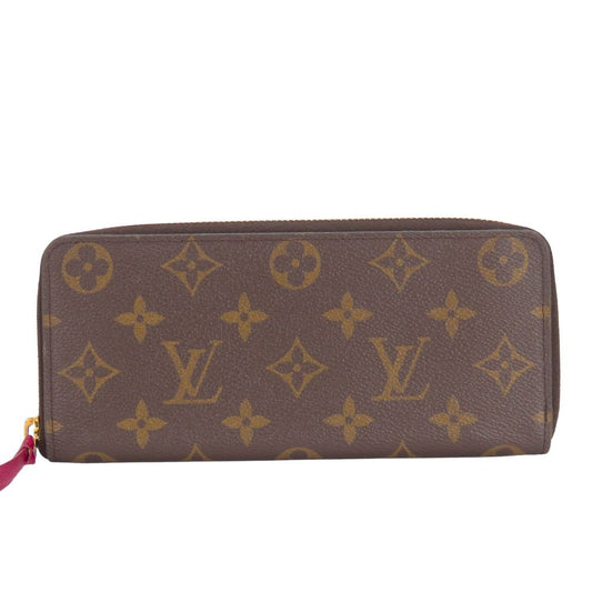 LOUIS VUITTON Long Wallet Purse M60742 Monogram Fuchsia Portefeuille Clemence