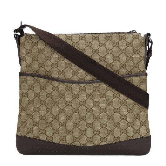 GUCCI Shoulder Bag 145857 GG canvas, leather beige Women Used Authentic