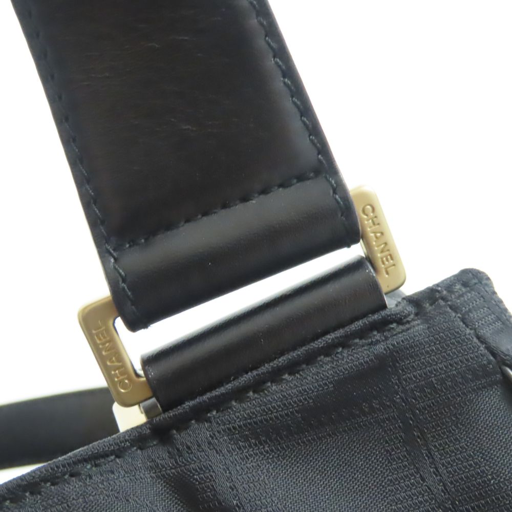 CHANEL Tote Bag Jacquard nylon black Women Used Authentic