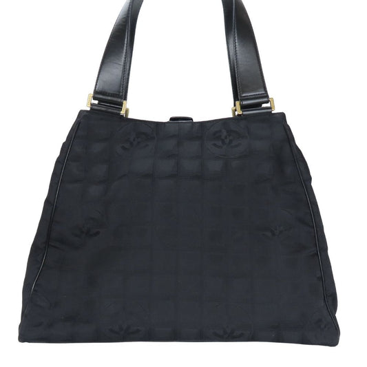 CHANEL Tote Bag Jacquard nylon black Women Used Authentic