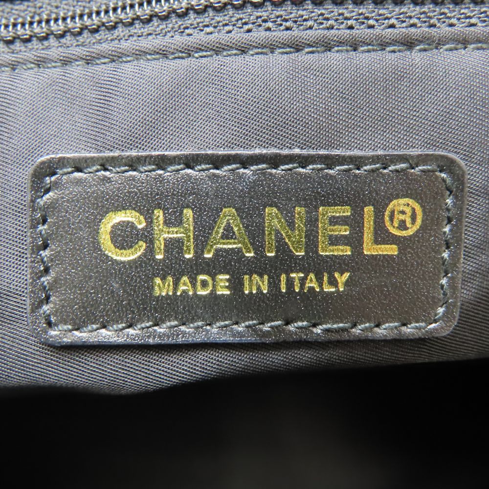 CHANEL Tote Bag Jacquard nylon black Women Used Authentic