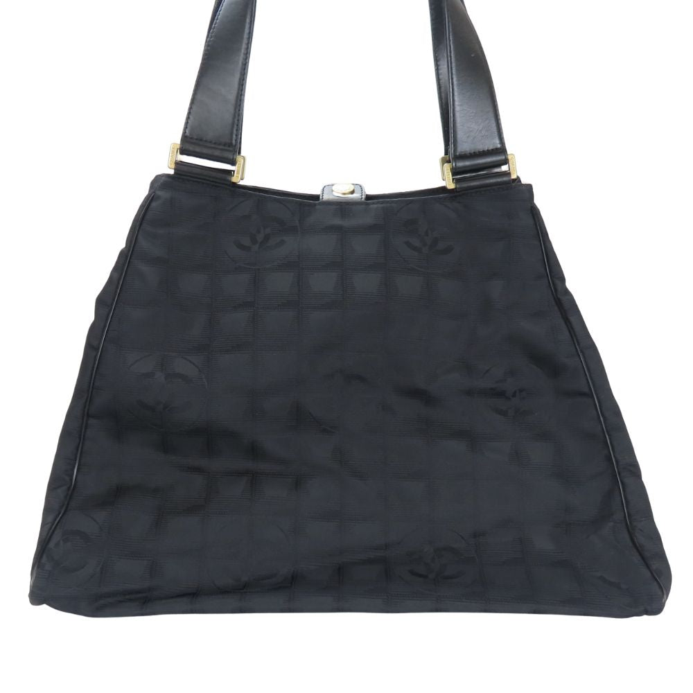 CHANEL Tote Bag Jacquard nylon black Women Used Authentic