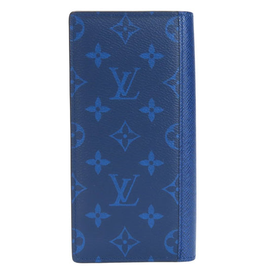 LOUIS VUITTON Long Wallet Purse M30297 Taiga, Monogram blue Portefeuille Blaza mens Used Authentic