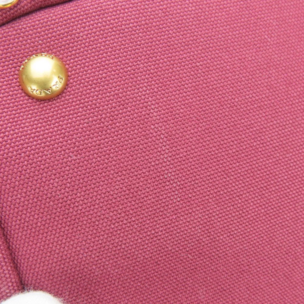 PRADA Tote Bag B2642O canvas Amarrant Studs Canapa Women Used Authentic