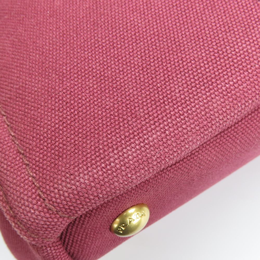 PRADA Tote Bag B2642O canvas Amarrant Studs Canapa Women Used Authentic