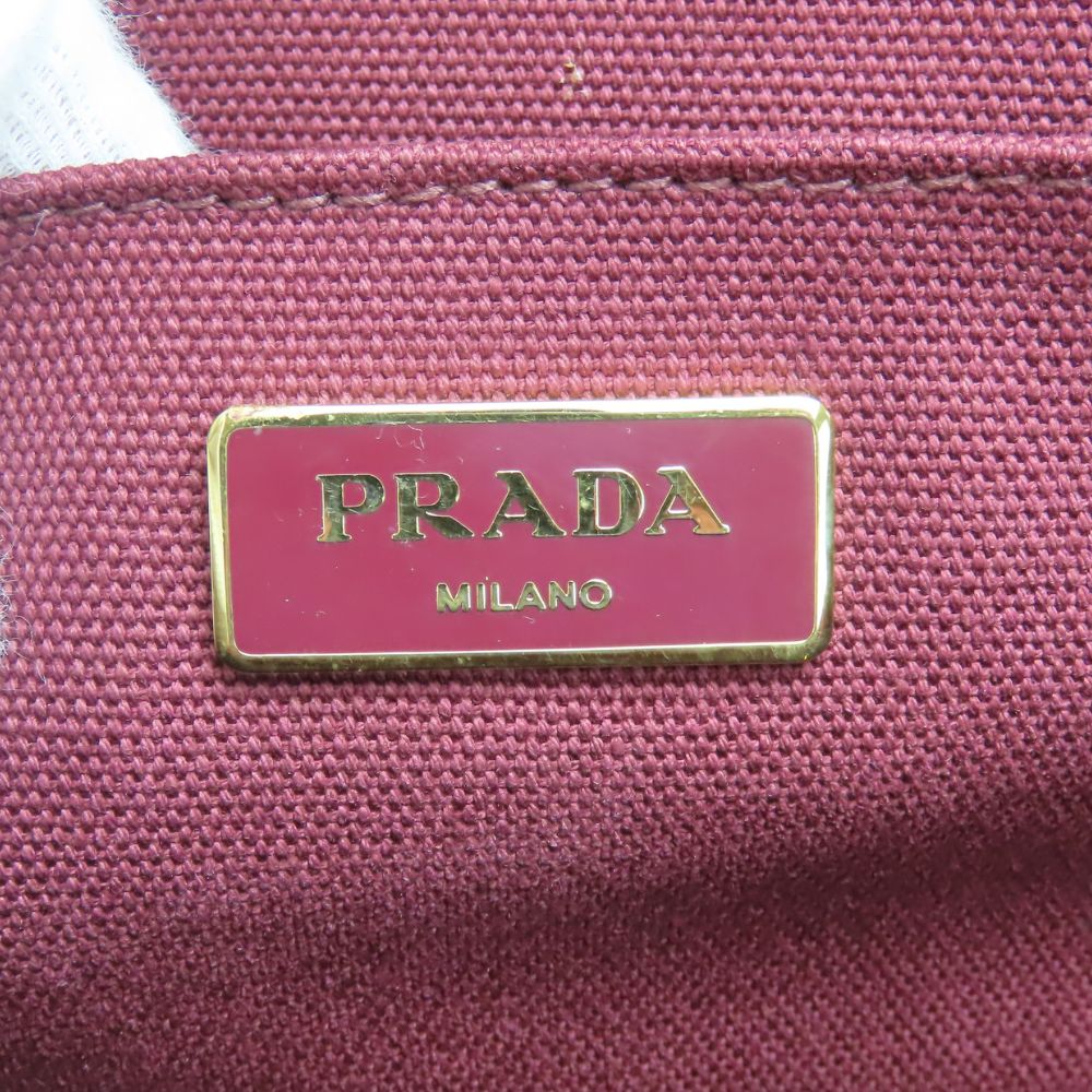 PRADA Tote Bag B2642O canvas Amarrant Studs Canapa Women Used Authentic