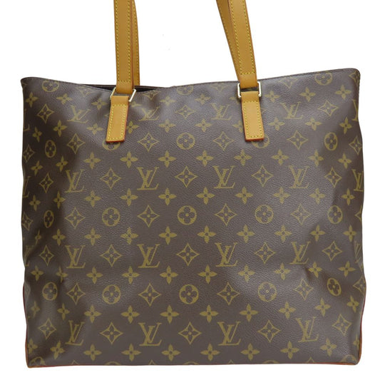 LOUIS VUITTON Tote Bag M51151 Monogram, Tanned Leather Brown Cabas Mezzo Women Used Authentic