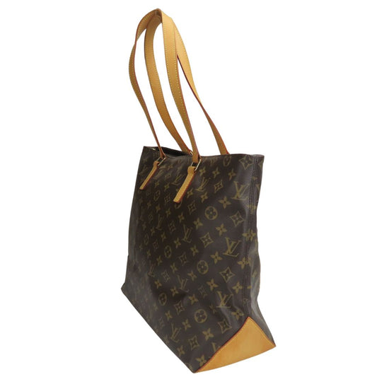 LOUIS VUITTON Tote Bag M51151 Monogram, Tanned Leather Brown Cabas Mezzo Women Used Authentic