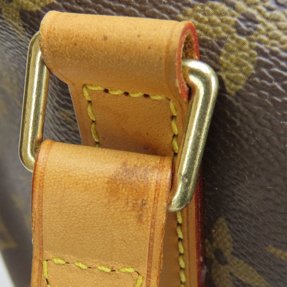 LOUIS VUITTON Tote Bag M51151 Monogram, Tanned Leather Brown Cabas Mezzo Women Used Authentic