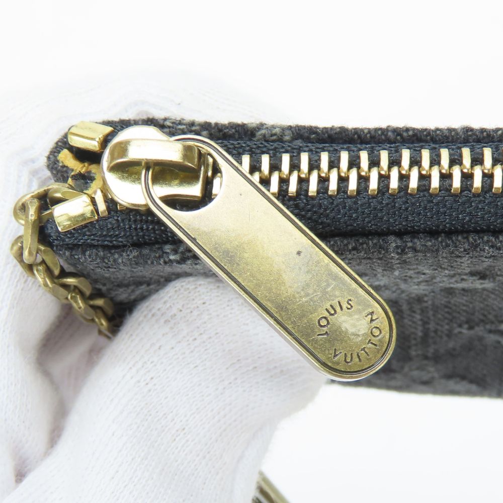 LOUIS VUITTON Coin case M95616 Monogram denim gray Pochette cree mens(Unisex) Used Authentic
