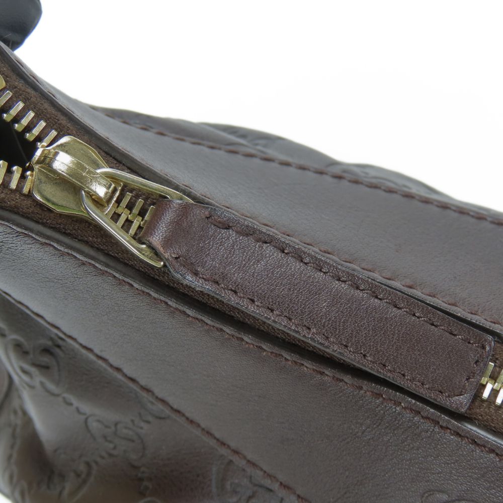 GUCCI Handbag 190525 Sima leather Dark brown Abbey Women Used Authentic