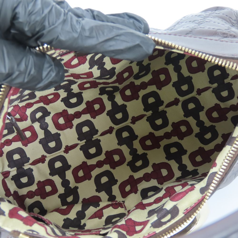 GUCCI Handbag 190525 Sima leather Dark brown Abbey Women Used Authentic