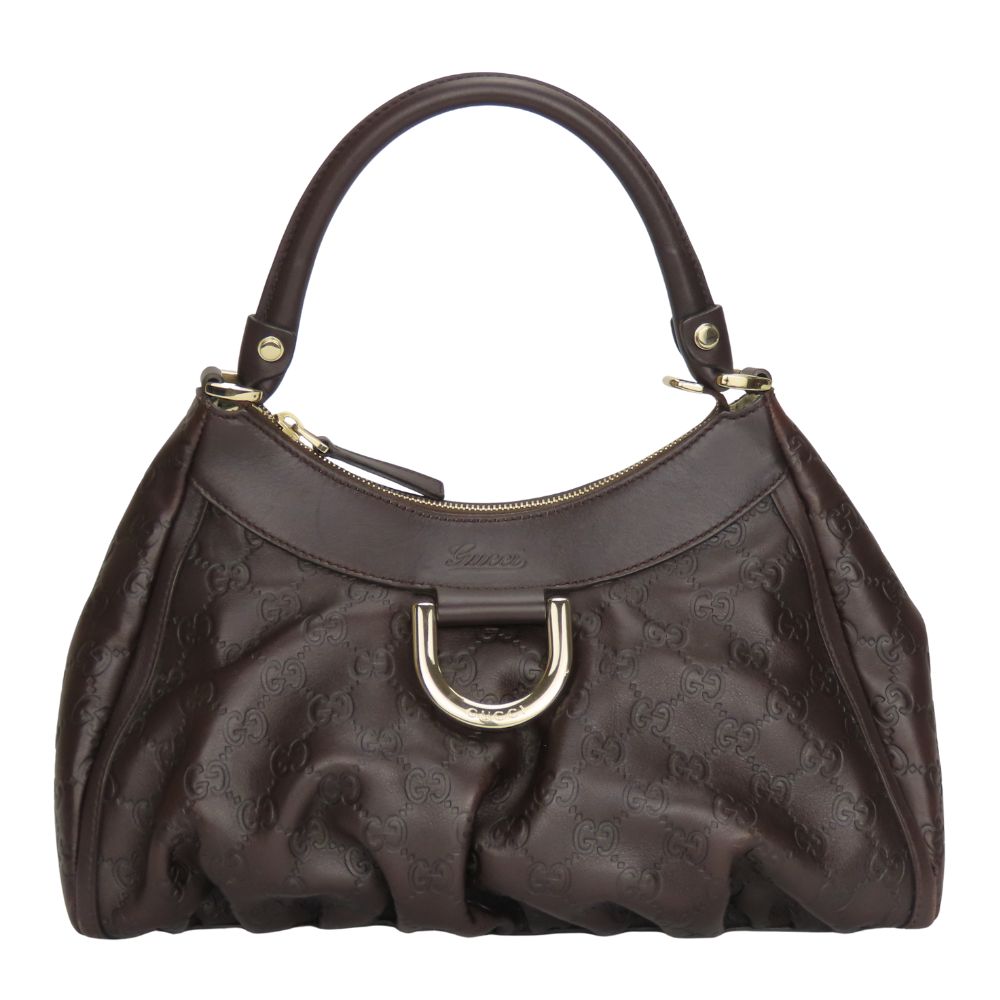 GUCCI Handbag 190525 Sima leather Dark brown Abbey Women Used Authentic