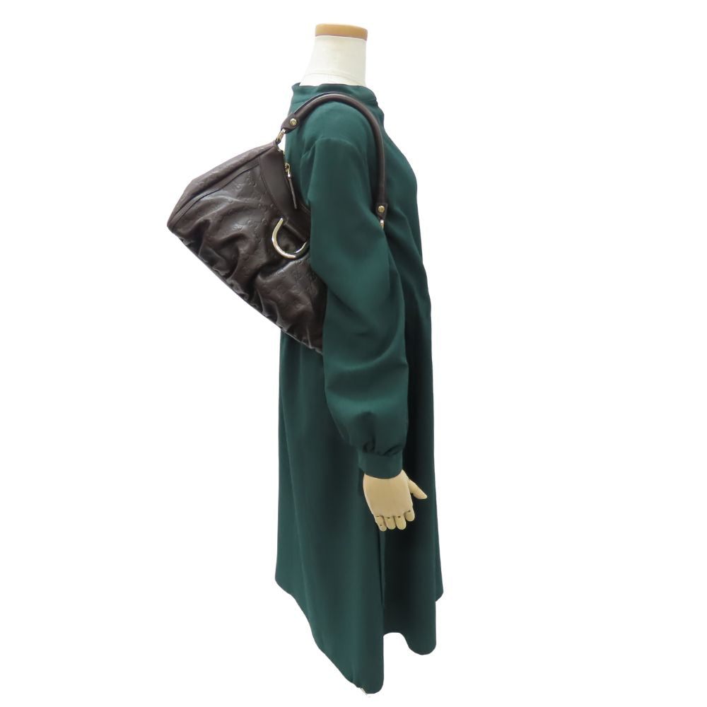 GUCCI Handbag 190525 Sima leather Dark brown Abbey Women Used Authentic