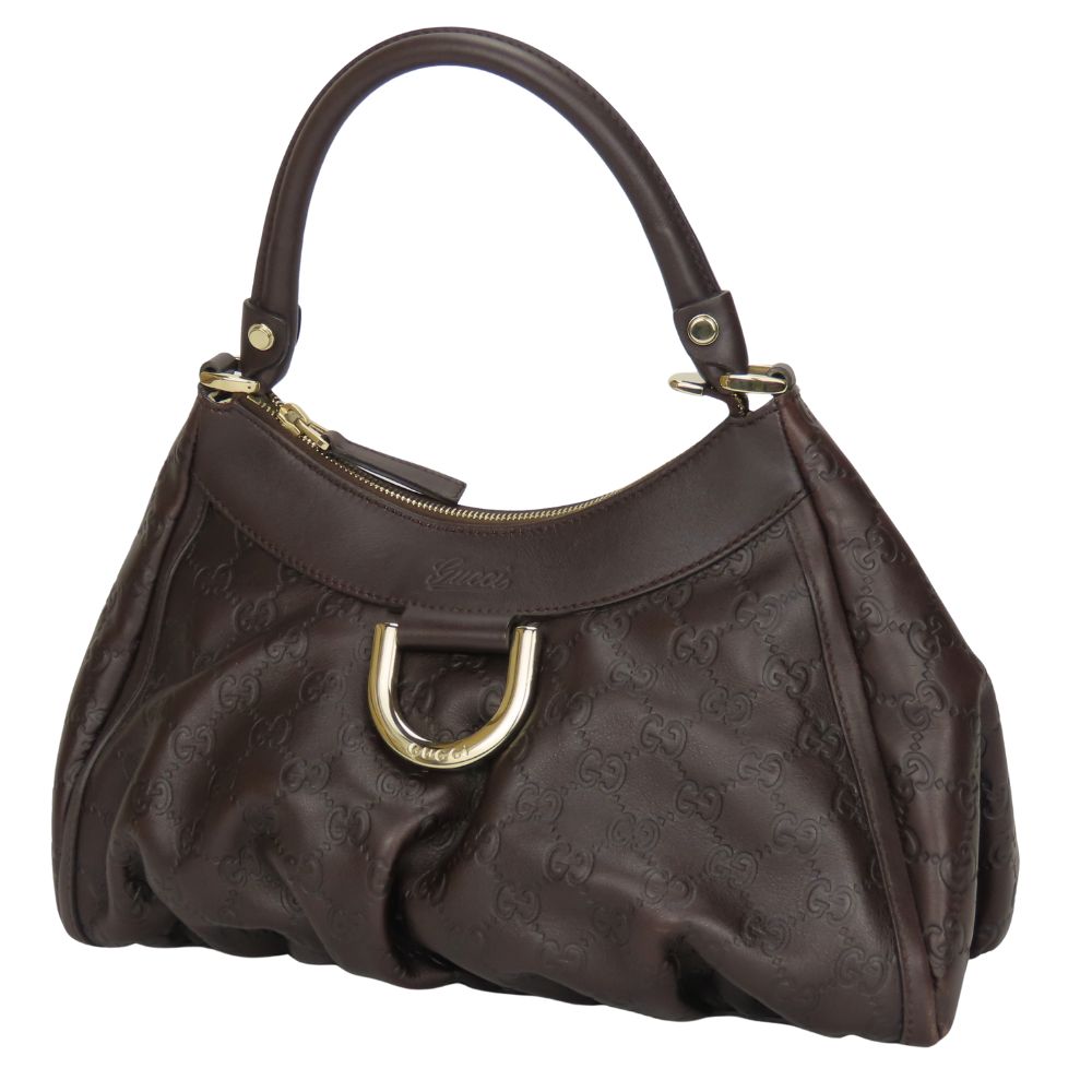 GUCCI Handbag 190525 Sima leather Dark brown Abbey Women Used Authentic