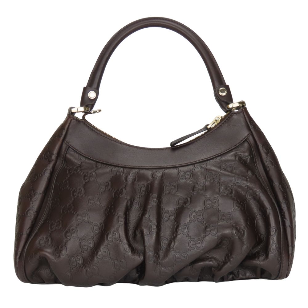 GUCCI Handbag 190525 Sima leather Dark brown Abbey Women Used Authentic