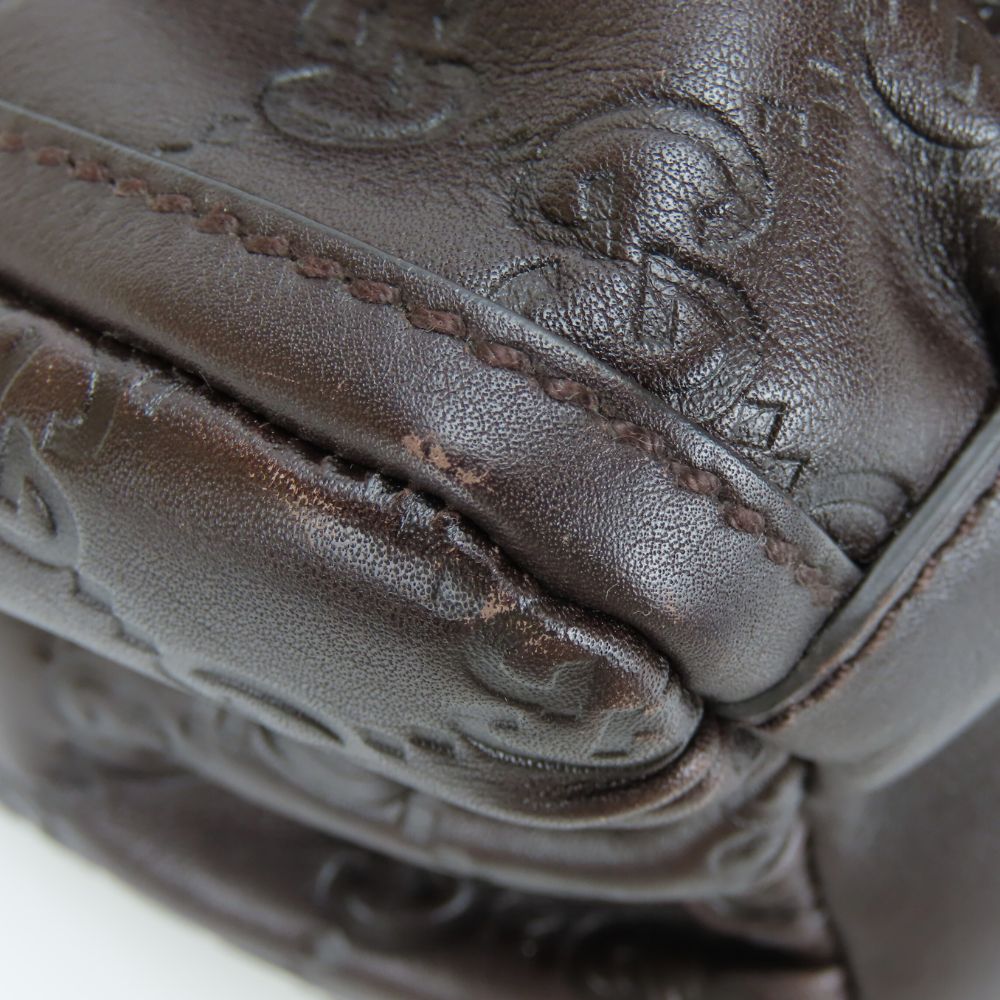 GUCCI Handbag 190525 Sima leather Dark brown Abbey Women Used Authentic
