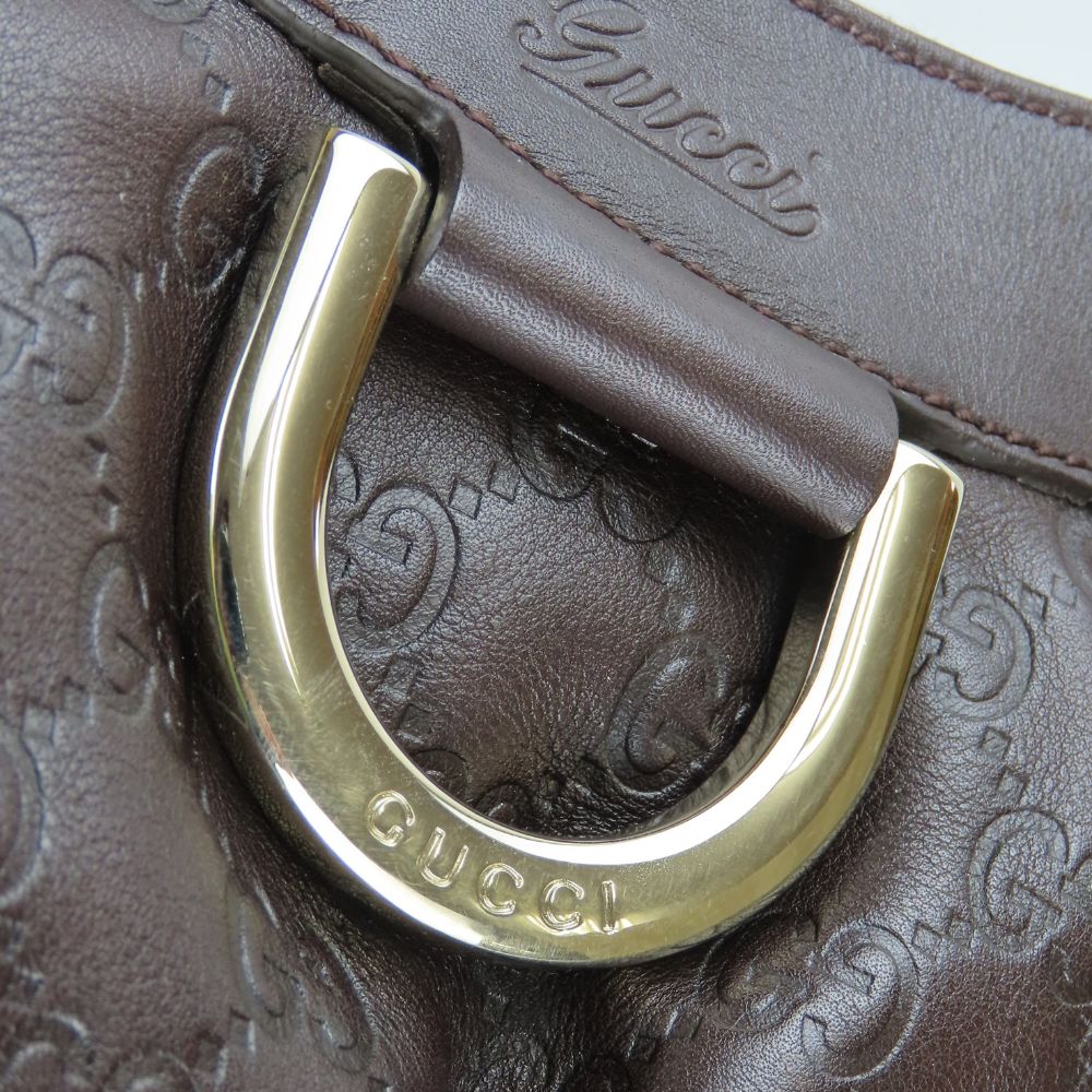 GUCCI Handbag 190525 Sima leather Dark brown Abbey Women Used Authentic