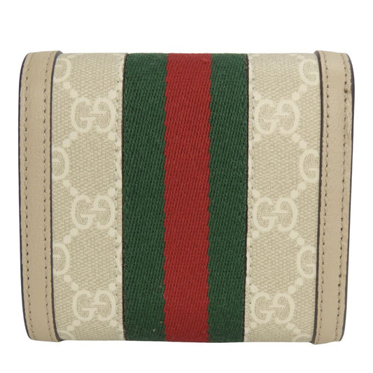 GUCCI Bifold Wallet 598662 GG Supreme canvas, leather Greige type Offidia GG Women Used Authentic