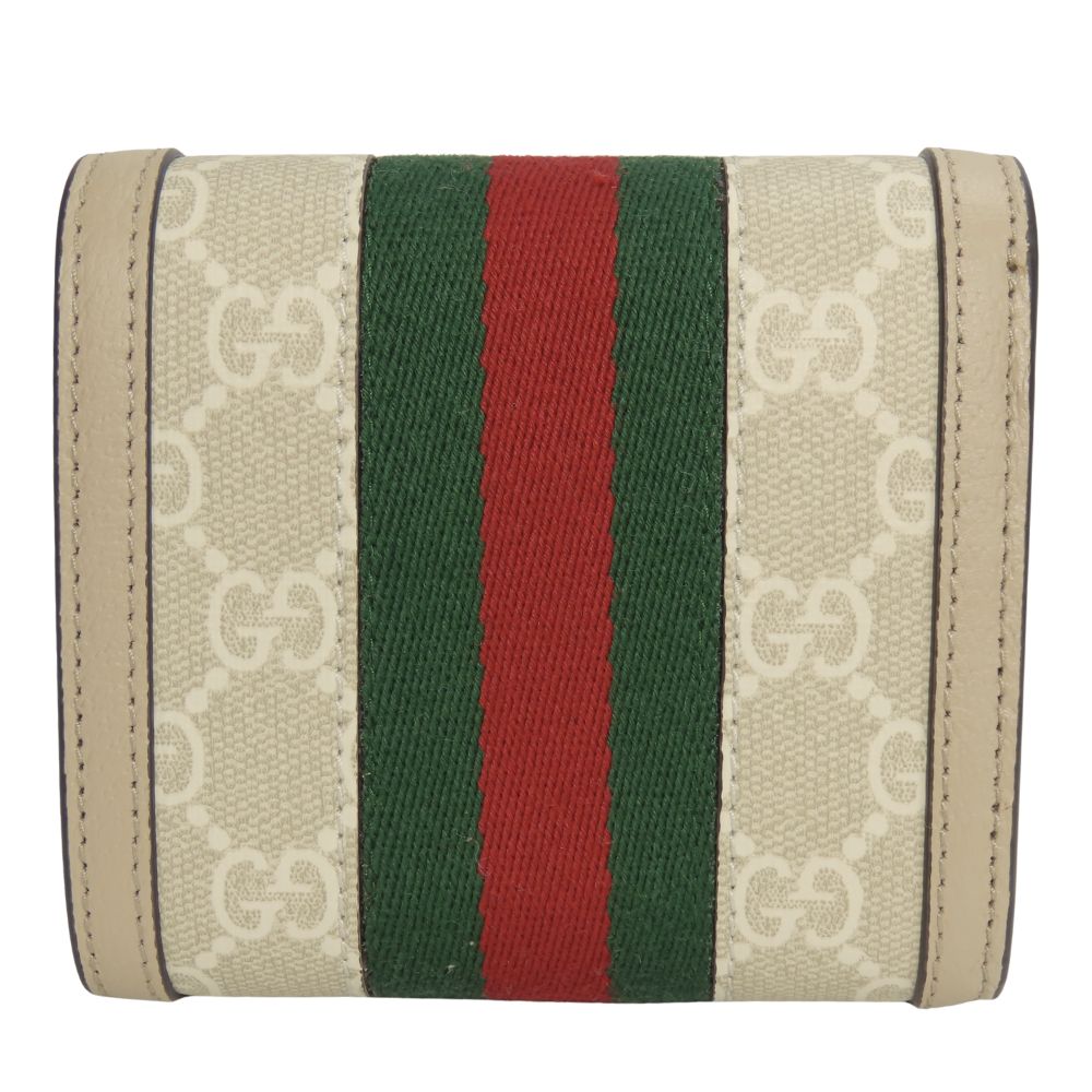 GUCCI Bifold Wallet 598662 GG Supreme canvas, leather Greige type Offidia GG Women Used Authentic