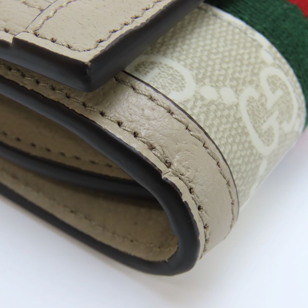 GUCCI Bifold Wallet 598662 GG Supreme canvas, leather Greige type Offidia GG Women Used Authentic